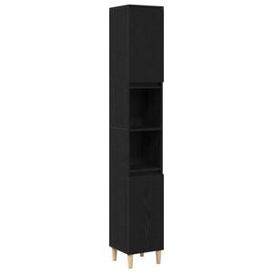 vidaXL Bathroom Cabinet Black Oak 30 x 30 x 190 cm Engineered Wood