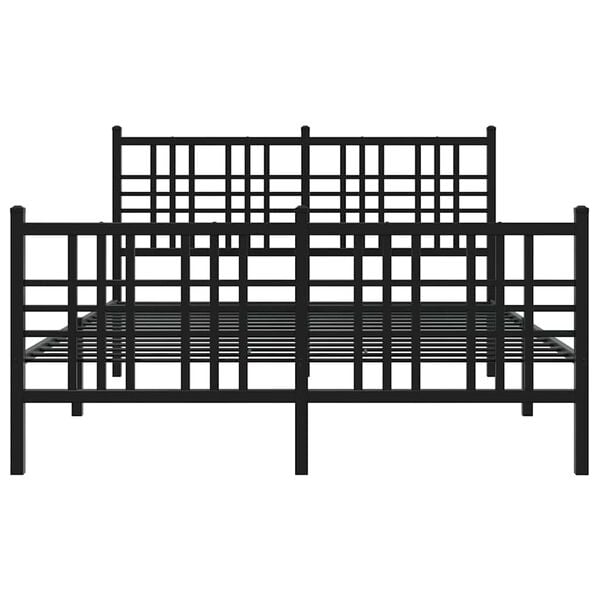 vidaXL Metal Bed Frame without Mattress with Footboard Black 120x200cm