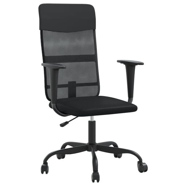 vidaXL Office Chair Height Adjustable Black Mesh Fabric and Faux Leather