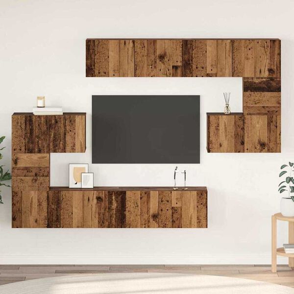 vidaXL TV Cabinet Set Wall-mounted 8 pcs Old Wood Engineered Wood