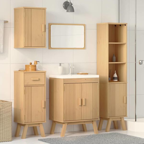 vidaXL Bathroom Furniture Set with Drawer 4 pcs Brown Solid Pine wood
