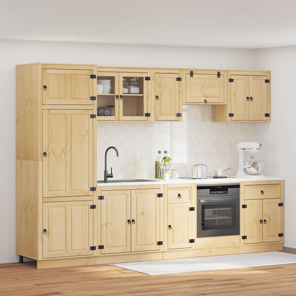 vidaXL Cabinet with Drawer SKI 9 pcs Honey Brown Solid Pine Wood