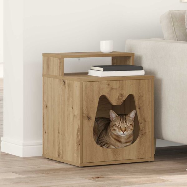 vidaXL Cat House Artisian Oak 42.5 x 40 x 53.5 cm Engineered Wood
