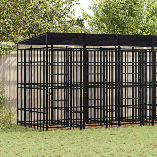 vidaXL Outdoor Dog Kennel with Roof Steel 11.06 m&sup2;