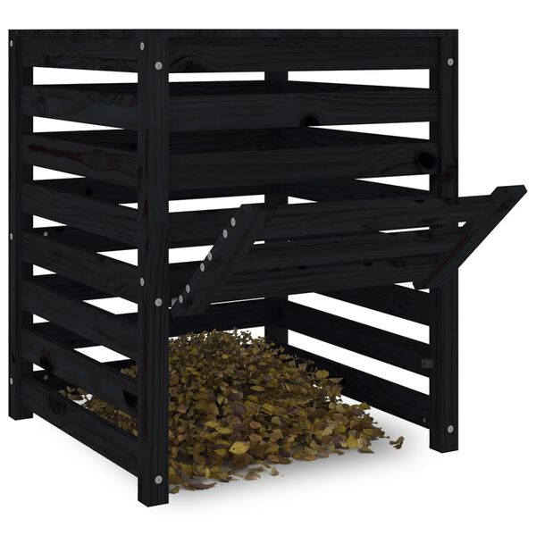vidaXL Composter Black 63.5x63.5x77.5 cm Solid Wood Pine