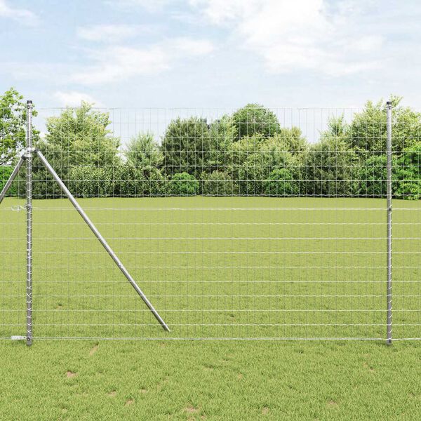 vidaXL Fence with Post Silver 1.6 x 10 m Steel and PVC
