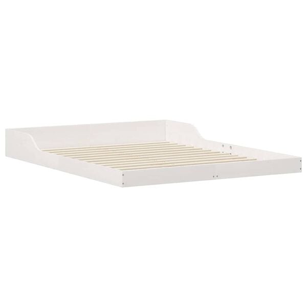 vidaXL Bed Frame White 140 x 210 cm Solid Pine Wood
