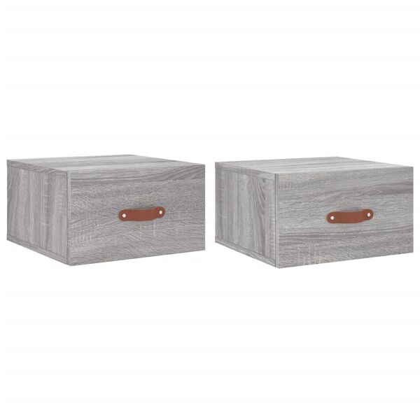 vidaXL Wall-mounted Bedside Cabinets 2 pcs Grey Sonoma 35x35x20 cm