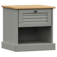 vidaXL Bedside Cabinet VIGO Grey 42x35x42 cm Solid Wood Pine