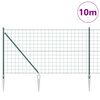 vidaXL Fence with Post Green 1 x 10 m Steel