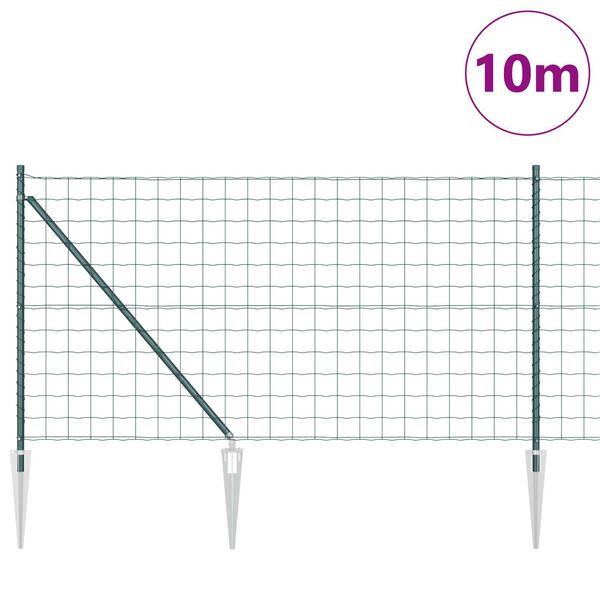 vidaXL Fence with Post Green 1 x 10 m Steel