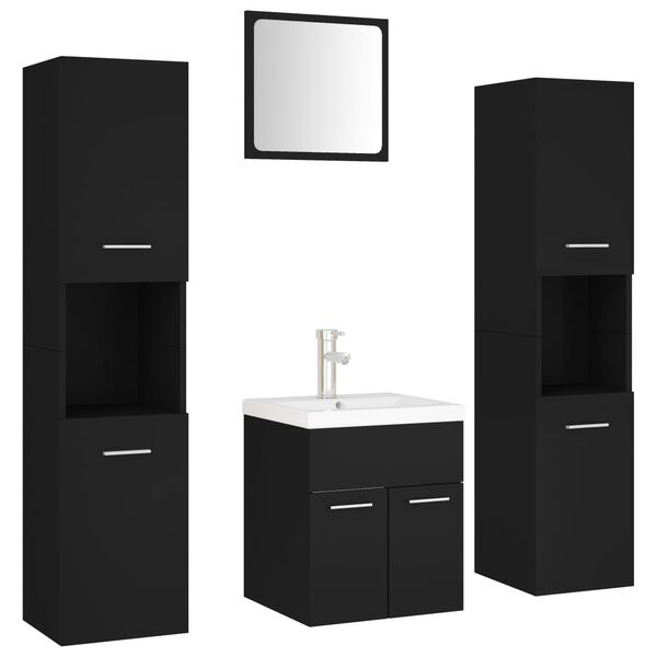 vidaXL Bathroom Furniture Set Black Engineered Wood
