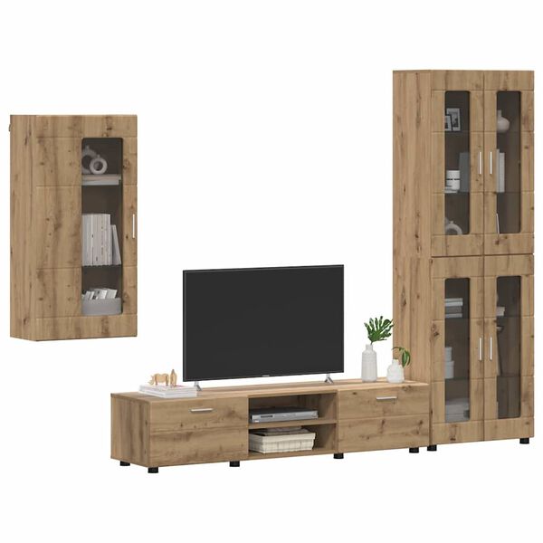 vidaXL TV Cabinet Set with Drawer FLORIN Artisan Oak Engineered Wood