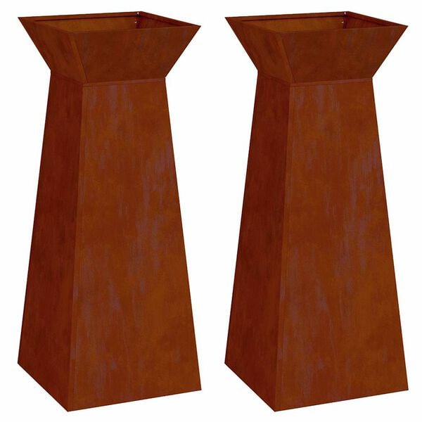 vidaXL Pillar Planter 2 pcs Silver 40 x 40 x 100 cm Weathering Steel