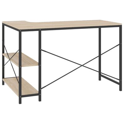 vidaXL Computer Desk Black and Oak 110x72x70 cm Engineered Wood