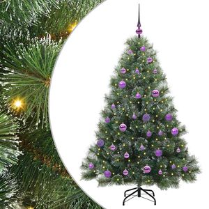vidaXL Artificial Christmas Tree with 150 LEDs Green 150 cm PE and PVC