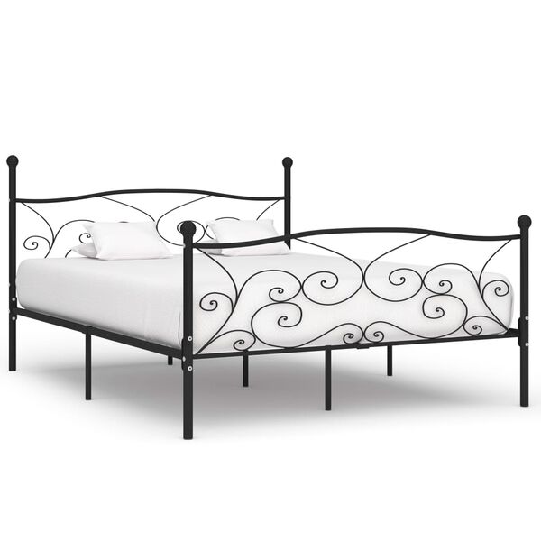 vidaXL Bed Frame without Mattress with Slatted Base Black Metal 200x200 cm