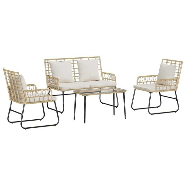 vidaXL Garden Furniture Set 4 pcs Black and Anthracite Poly Rattan