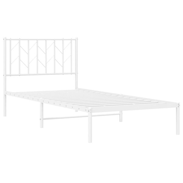 vidaXL Metal Bed Frame without Mattress with Headboard White 90x200cm