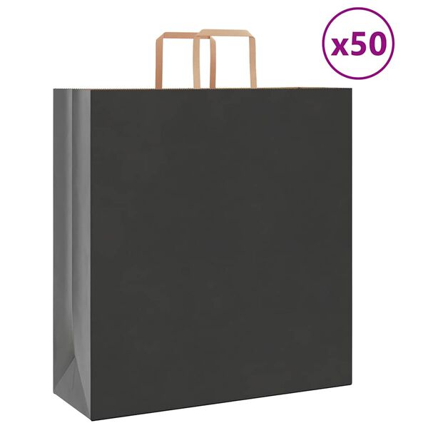 vidaXL Paper Bags 50 pcs with Handles Black 45x17x48 cm