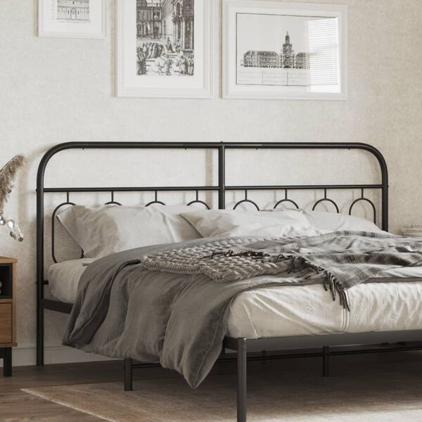 vidaXL Metal Replace Headboard Black 193 cm