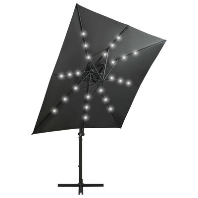 vidaXL Cantilever Umbrella with Pole and LED Lights Anthracite 250 cm
