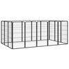 vidaXL Dog Playpen | Black | Powder-coated steel | Expandable | Dog Playpen