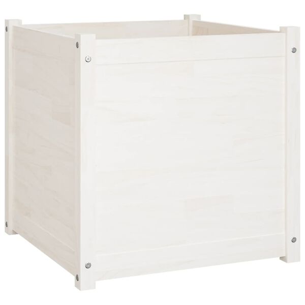 vidaXL Garden Planters 2 pcs White 60x60x60 cm Solid Pinewood