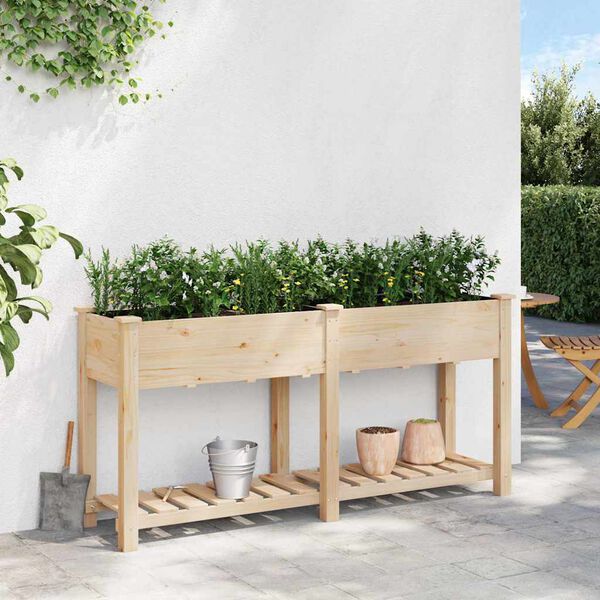 vidaXL Garden Planter Beige 161 x 43 x 76.5 cm Solid Fir Wood