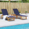 vidaXL Sun Loungers 2 pcs with Table Dark Blue Solid Wood Acacia