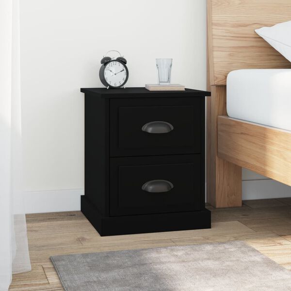 vidaXL Bedside Cabinets 2 pcs Black 39x39x47.5 cm Engineered Wood