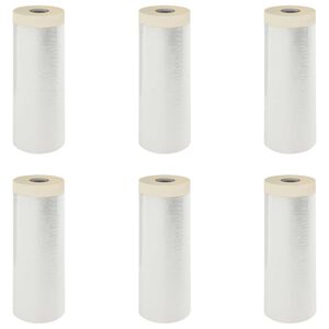 vidaXL Dust Sheet with Adhesive Tape 6 pcs Transparent 210 x 2000 cm