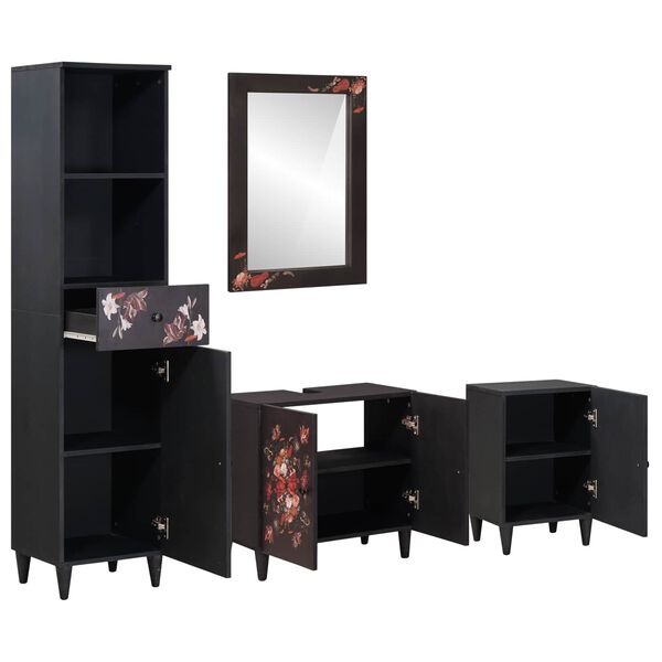 vidaXL Bathroom Cabinet Set with Drawer 4 pcs Solid Mango Wood