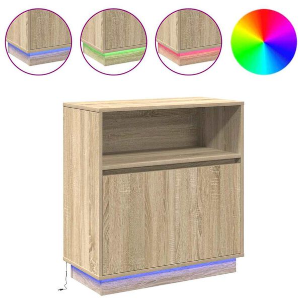 vidaXL LED Sideboard Sonoma Oak 71 x 34.5 x 75 cm Engineered Wood