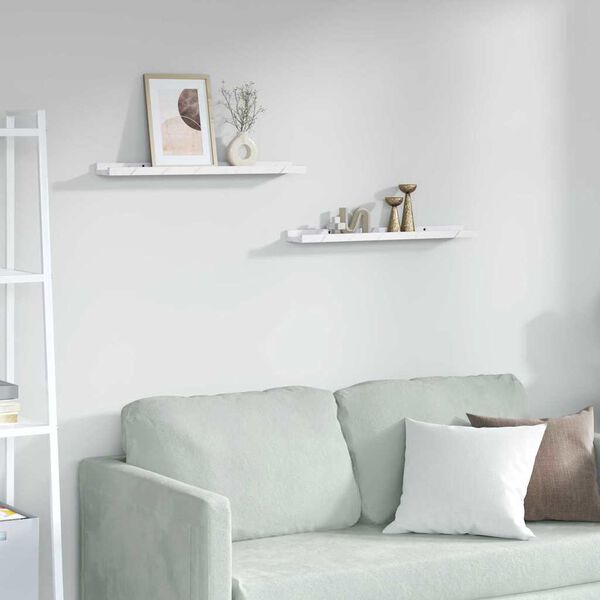 vidaXL Wall Shelf 2 pcs White Marble 60 x 9 x 3 cm Engineered Wood
