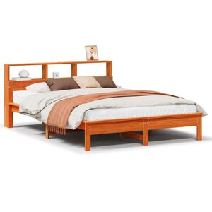vidaXL Bookcase Bed without Mattress Wax Brown 120x200 cm Solid Wood Pine