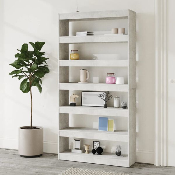 vidaXL Book Cabinet/Room Divider Concrete Grey 100x30x198 cm Engineered wood