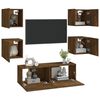 vidaXL Wall-mounted TV Cabinet Set Smoked Oak Engineered Wood