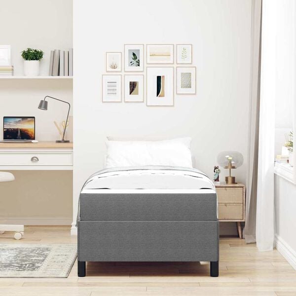 vidaXL Bed Frame with Mattress Light Grey 90 x 190 cm Fabric