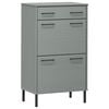 vidaXL Shoe Rack with Metal Legs Grey Solid Wood Pine OSLO