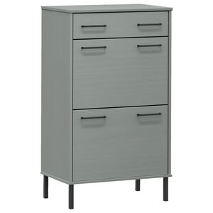vidaXL Shoe Rack with Metal Legs Grey Solid Wood Pine OSLO