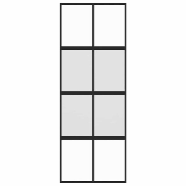 vidaXL Sliding Door Black 76x205 cm Tempered Glass and Aluminium