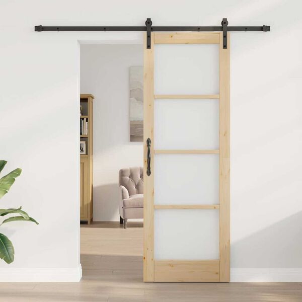 vidaXL Sliding Door ORKDAL Natural and Black 73.5 x 211 cm
