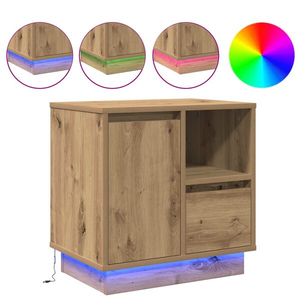 vidaXL Bedside Cabinet Artisan Oak 50 x 34.5 x 50 cm Engineered wood