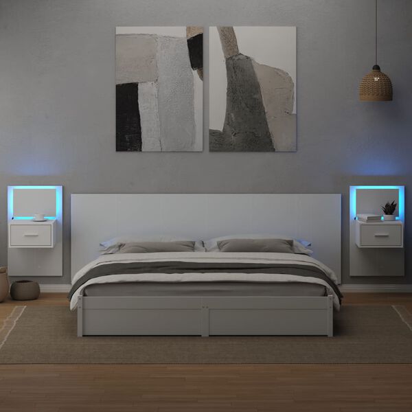 vidaXL Bed Headboard with Cabinets White 240 cm Engineered Wood