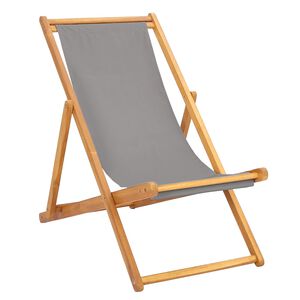 vidaXL Beach Chair Light Grey Solid Teak Wood