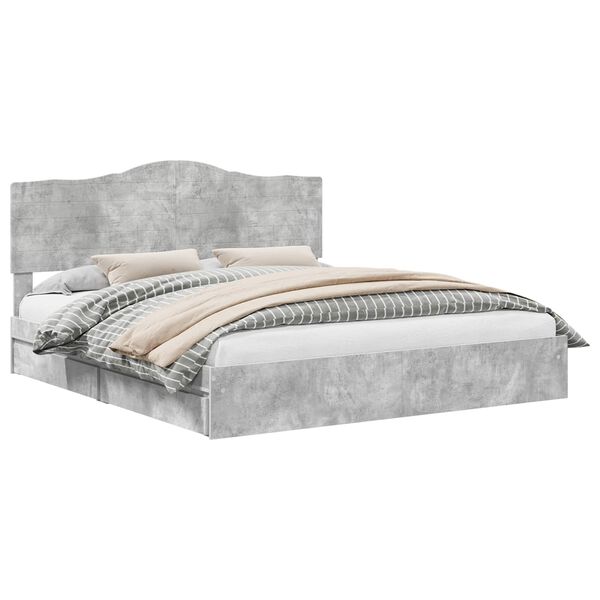 vidaXL Storage Bed Concrete Grey 180 x 200 cm Engineered Wood