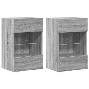vidaXL Wall Cabinets with LED Lights for TV 2 pcs Grey Sonoma 40x30x60.5 cm