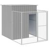vidaXL Dog House with Run Light Grey 165x659x181 cm Galvanised Steel