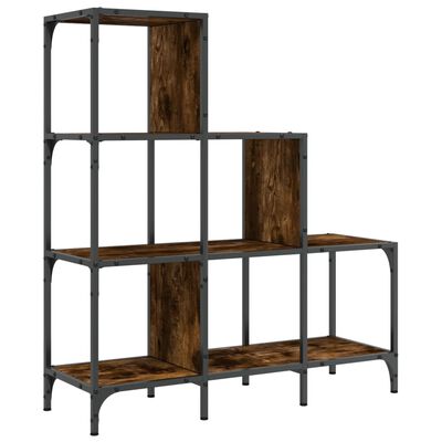 vidaXL Bookcase Smoked Oak 92x30x102 cm Engineered Wood and Metal